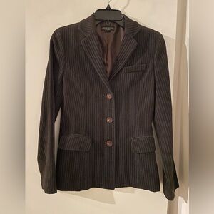 S: Blazer by MynneLine Esquire Dk. Brown, Blue Pinstripes Lined NWOT New! Korean